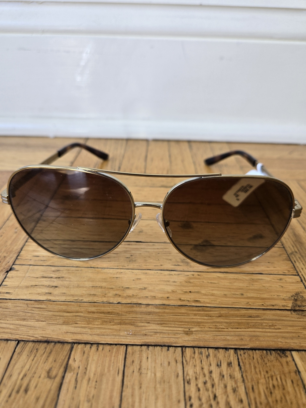 Brand New With Tags Tory Burch Gold Metal Aviator Sunglasses with Brown Lenses